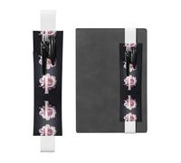 LLKGOT Leather Pen Holder Bookmark Pink letter p Printing for Hardcover Journals, Diaries, Planners - Adjustable Strap Band Pouch