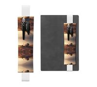 LLKGOT Leather Pen Holder Bookmark Plane wreckage Printing for Hardcover Journals, Diaries, Planners - Adjustable Strap Band Pouch