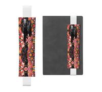 LLKGOT Leather Pen Holder Bookmark Polka Dot Cat Printing for Hardcover Journals, Diaries, Planners - Adjustable Strap Band Pouch