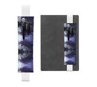 LLKGOT Leather Pen Holder Bookmark Purple Dragon Printing for Hardcover Journals, Diaries, Planners - Adjustable Strap Band Pouch