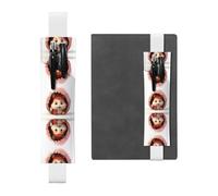 LLKGOT Leather Pen Holder Bookmark Rabbit Eggshell Modeling Printing for Hardcover Journals, Diaries, Planners - Adjustable Strap Band Pouch