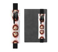 LLKGOT Leather Pen Holder Bookmark Rabbit Eggshell Modeling Printing for Hardcover Journals, Diaries, Planners - Adjustable Strap Band Pouch