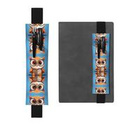 LLKGOT Leather Pen Holder Bookmark Reading Owl Printing for Hardcover Journals, Diaries, Planners - Adjustable Strap Band Pouch