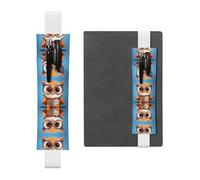 LLKGOT Leather Pen Holder Bookmark Reading Owl Printing for Hardcover Journals, Diaries, Planners - Adjustable Strap Band Pouch