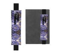LLKGOT Leather Pen Holder Bookmark Real Peonies Printing for Hardcover Journals, Diaries, Planners - Adjustable Strap Band Pouch