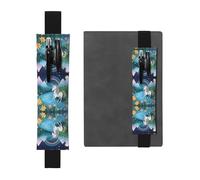 LLKGOT Leather Pen Holder Bookmark running unicorns Printing for Hardcover Journals, Diaries, Planners - Adjustable Strap Band Pouch