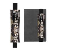 LLKGOT Leather Pen Holder Bookmark Shih Tzu Dog Printing for Hardcover Journals, Diaries, Planners - Adjustable Strap Band Pouch