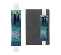 LLKGOT Leather Pen Holder Bookmark The Deep Ocean Printing for Hardcover Journals, Diaries, Planners - Adjustable Strap Band Pouch