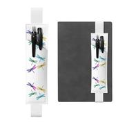 LLKGOT Leather Pen Holder Bookmark The four dragonfly brothers Printing for Hardcover Journals, Diaries, Planners - Adjustable Strap Band Pouch