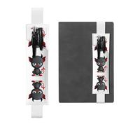 LLKGOT Leather Pen Holder Bookmark The little devil Printing for Hardcover Journals, Diaries, Planners - Adjustable Strap Band Pouch