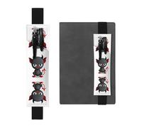 LLKGOT Leather Pen Holder Bookmark The little devil Printing for Hardcover Journals, Diaries, Planners - Adjustable Strap Band Pouch