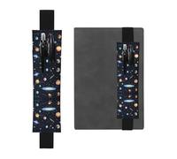 LLKGOT Leather Pen Holder Bookmark The Solar Family Printing for Hardcover Journals, Diaries, Planners - Adjustable Strap Band Pouch