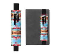 LLKGOT Leather Pen Holder Bookmark Two flamingos Printing for Hardcover Journals, Diaries, Planners - Adjustable Strap Band Pouch