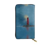 LLKGOT Lighthouse on the coast Pattern Women's leather long handheld wallet large capacity credit card zipper bag