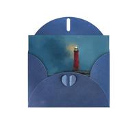 LLKGOT Lighthouse On The Coast Picture Greeting Card - Premium Pearlescent Paper Double Sided Pearl Effect Design