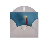 LLKGOT Lighthouse On The Coast Picture Greeting Card - Premium Pearlescent Paper Double Sided Pearl Effect Design