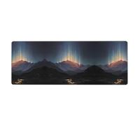 LLKGOT Lights in The Mountains Pattern Gaming Mouse pad XXL Large Mouse Mat Long Extended Mouse Pad Desk Mat Non-Slip Rubber Mice Pads Stitched Edges Thin Pad 31.5 x 11.8 x 0.12 in