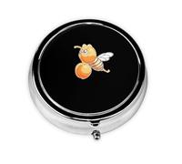 LLKGOT Little bee Eating Honey Picture Round Mini Pill Box with 3 compartments for Pill Storage and Portable Travel