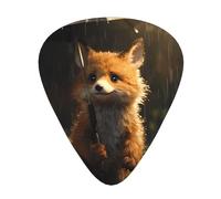LLKGOT Little fox hiding from the rain Picture Guitar plectrum 12 pieces with three thickness plectrum combinations suitable for bass and ukulele