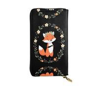 LLKGOT Little fox with garland Pattern Women's leather long handheld wallet large capacity credit card zipper bag