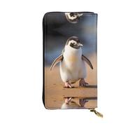 LLKGOT Little penguin learning to walk Pattern Women's leather long handheld wallet large capacity credit card zipper bag