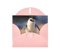 LLKGOT Little Penguin Learning To Walk Picture Greeting Card - Premium Pearlescent Paper Double Sided Pearl Effect Design