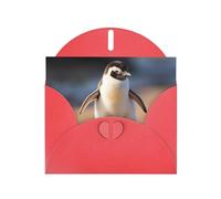 LLKGOT Little Penguin Learning To Walk Picture Greeting Card - Premium Pearlescent Paper Double Sided Pearl Effect Design