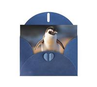 LLKGOT Little Penguin Learning To Walk Picture Greeting Card - Premium Pearlescent Paper Double Sided Pearl Effect Design