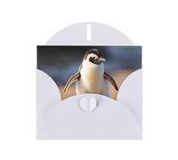 LLKGOT Little Penguin Learning To Walk Picture Greeting Card - Premium Pearlescent Paper Double Sided Pearl Effect Design