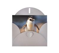 LLKGOT Little Penguin Learning To Walk Picture Greeting Card - Premium Pearlescent Paper Double Sided Pearl Effect Design