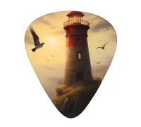 LLKGOT Little sparrow flying to the lighthouse Picture Guitar plectrum 12 pieces with three thickness plectrum combinations suitable for bass and ukulele