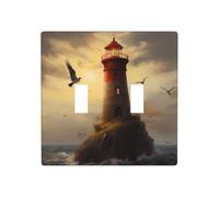 LLKGOT Little sparrow flying to the lighthouse picture Switch cover decorative wall panel suitable for residential and commercial areas 4.5x4.5 In