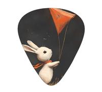 LLKGOT Little white rabbit flying kite Picture Guitar plectrum 12 pieces with three thickness plectrum combinations suitable for bass and ukulele