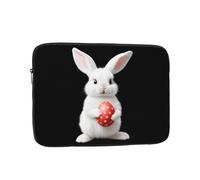 LLKGOT Little White Rabbit Holding Easter Egg Printing Shockproof Portable Laptop Sleeve Bag 12 inch for Men Women Business Travel, Office Daily Use