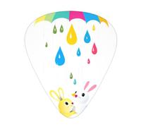 LLKGOT Little white rabbit under an umbrella Picture Guitar plectrum 12 pieces with three thickness plectrum combinations suitable for bass and ukulele