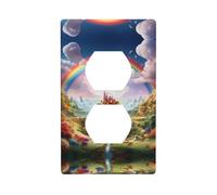 LLKGOT Little World Under the Rainbow Pattern Dual socket wall panel household power cover durable for decorative sockets and switches