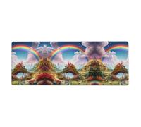 LLKGOT Little World Under The Rainbow Pattern Gaming Mouse pad XXL Large Mouse Mat Long Extended Mouse Pad Desk Mat Non-Slip Rubber Mice Pads Stitched Edges Thin Pad 31.5 x 11.8 x 0.12 in