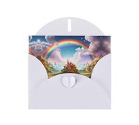 LLKGOT Little World Under The Rainbow Picture Greeting Card - Premium Pearlescent Paper Double Sided Pearl Effect Design