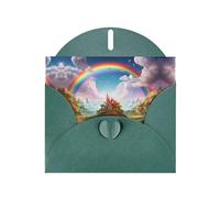 LLKGOT Little World Under The Rainbow Picture Greeting Card - Premium Pearlescent Paper Double Sided Pearl Effect Design