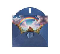 LLKGOT Little World Under The Rainbow Picture Greeting Card - Premium Pearlescent Paper Double Sided Pearl Effect Design
