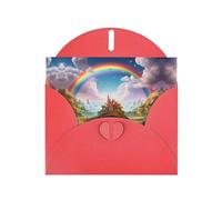 LLKGOT Little World Under The Rainbow Picture Greeting Card - Premium Pearlescent Paper Double Sided Pearl Effect Design