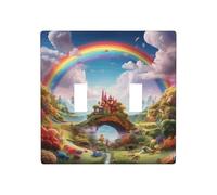 LLKGOT Little World Under the Rainbow picture Switch cover decorative wall panel suitable for residential and commercial areas 4.5x4.5 In