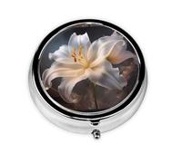 LLKGOT Magic Lily Picture Round Mini Pill Box with 3 compartments for Pill Storage and Portable Travel
