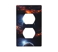 LLKGOT Magnificent Planet Pattern Dual socket wall panel household power cover durable for decorative sockets and switches