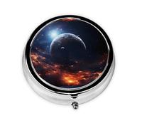 LLKGOT Magnificent Planet Picture Round Mini Pill Box with 3 compartments for Pill Storage and Portable Travel