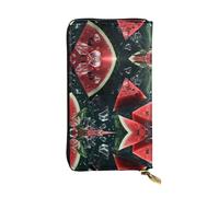 LLKGOT Melon in the water Pattern Women's leather long handheld wallet large capacity credit card zipper bag