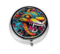 LLKGOT Monsters Picture Round Mini Pill Box with 3 compartments for Pill Storage and Portable Travel