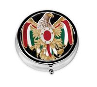 LLKGOT Mountain Eagle Picture Round Mini Pill Box with 3 compartments for Pill Storage and Portable Travel