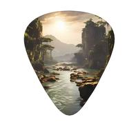 LLKGOT mountains and rivers Picture Guitar plectrum 12 pieces with three thickness plectrum combinations suitable for bass and ukulele