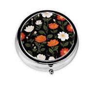 LLKGOT Multi-Color Cherry Blossoms Picture Round Mini Pill Box with 3 compartments for Pill Storage and Portable Travel